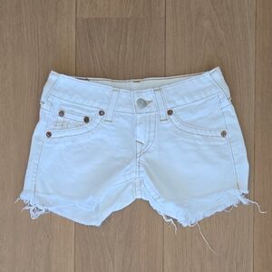 True Religion White Jean Shorts